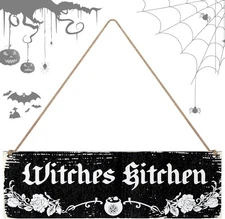 Bucherry Wood Witches Kitchen Decorative Signage - Halloween Goth Decor, Vintage