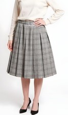 VINTAGE ALFRED DUNNER GRAY PLAID PLEATED SKIRT W/ ELASTIC BACK SIZE 16