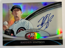 HAYDEN SIMPSON 2011 Bowman Platinum Refractor #BPA-HS Rookie Card RC AUTO. rookie card picture