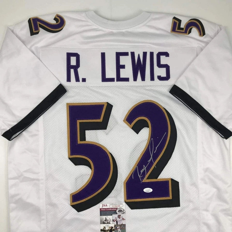 Autographed/Signed RAY LEWIS Baltimore White Football Jersey JSA COA Auto - Image 2 of 4
