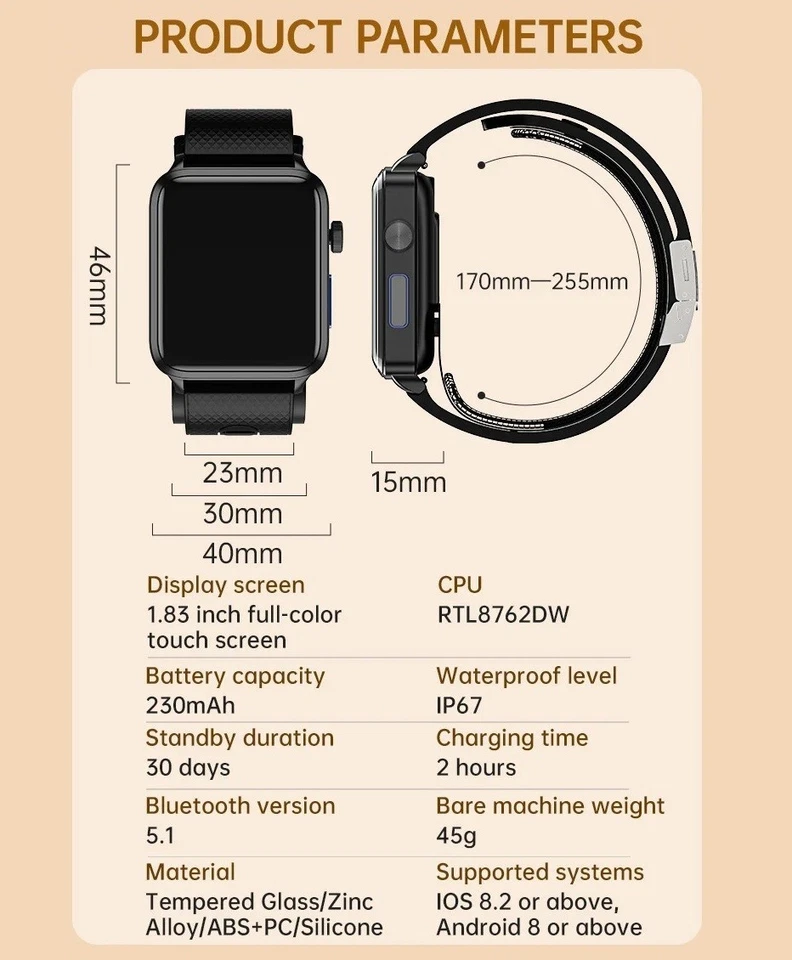 Luftpumpe Airbag True Blutsauerstoffdruck ECG Smartwatch P300 Körpertemperatur - Bild 3 von 4