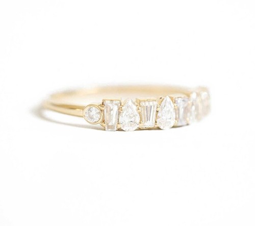 Half Eternity vorsteckbares Band 2 kt Baguette- & Birnenschliff im Labor gezüchteter Diamant 14 K Gold - Bild 2 von 14