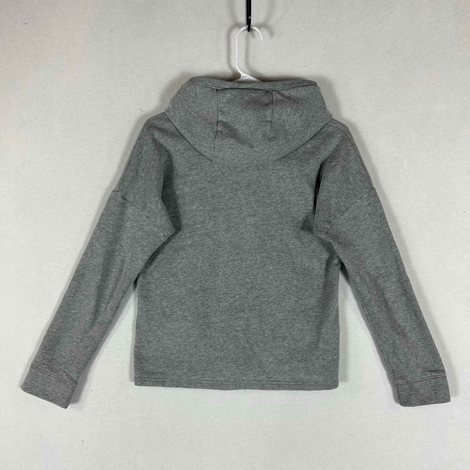 VETEMENTS Felpa con cappuccio Under Armour finto collo Activewear donna XS vestibilità ampia grigio logo palestra corsa