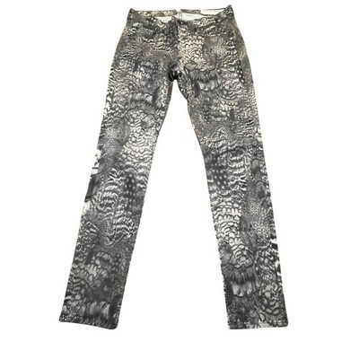 Rag & Bone JEAN Legging Skinny Jeans 27 Grey Feather Animal Print Mid Rise Slim