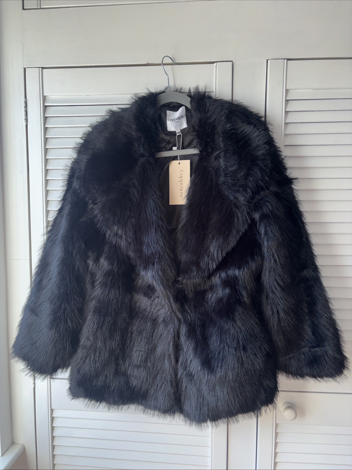 Womens New Copperose (Glamify) Black Faux Fur S/M coat/ Jacket New With Tags