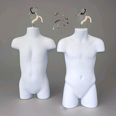 Set of 2 Toddler & Child Hanging Mannequin Torso Forms White + 2 Extra Hooks