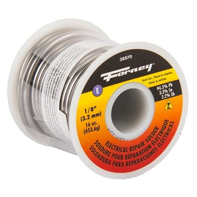 Forney Rosin Core Solder 1/8 16 oz Silver Ideal for Electrical Wiring