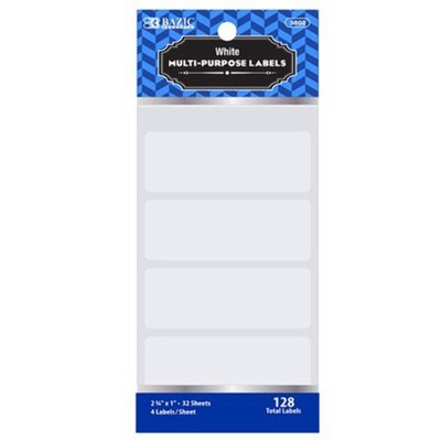 BAZIC 2 3/4'' X 1'' White Multipurpose Label (128/Pack) [3802]