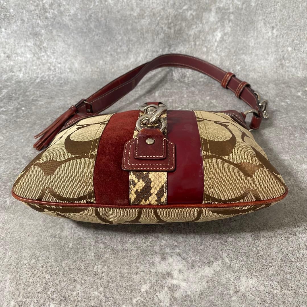 Coach Python Embossed One Shoulder Bag Jackie Red… - image 6