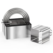 Stainless Steel Cookie Cutter Set lbs 5 Square Sizes 1.75 To 3.25 Inch Silver