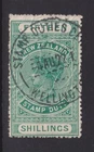 NEW ZEALAND 1880 15/- Blue-green QV LONGTYPE -Revenue FU