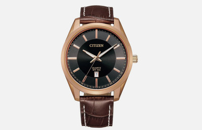 Citizen Men's Dress Quartz Rose Gold PVD Wrist Watch BI1033-04E WITH STICKERS