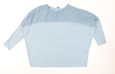 d.e.c.k. by Decollage Damen Oberteil blau Colourblock 3/4 Arm Relaxed Fit L