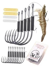 Live Shrimp Hooks, Saltwater Shrimp Walker Hook - Premium Large set (4/0*15pcs)