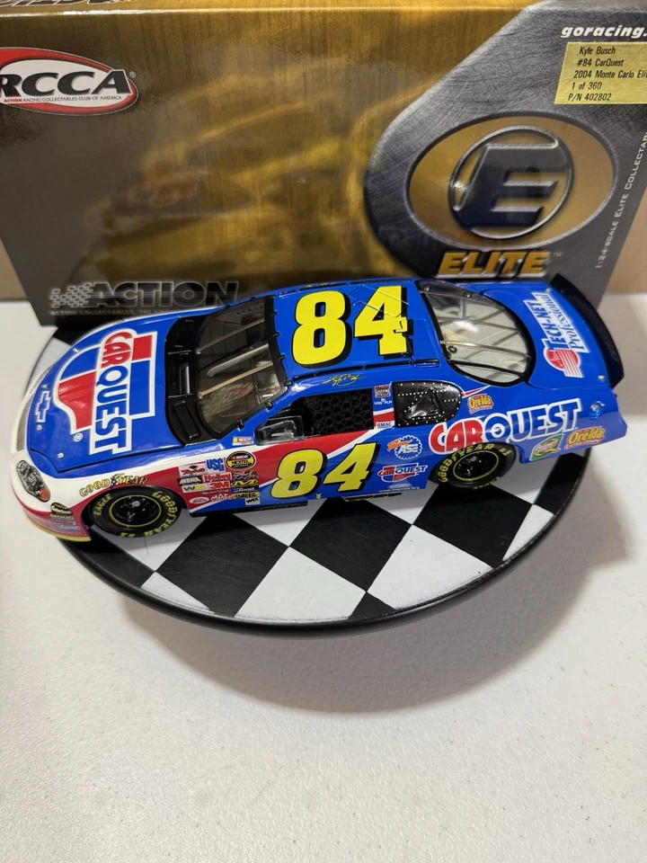 RARE* Kyle Busch ELITE #84 CarQuest Rookie Year 2004 1/24 Nascar Diecast - Image 2 of 4