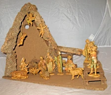 1983 XMAS NATIVITY SET ITALY FONTANNI DEPOSE 17 FIGURES & MUSICAL MANGER CRECHE