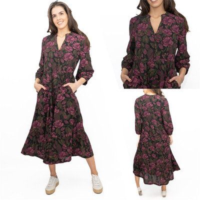 Womens Seasalt Purple Engleheart Dress in Tapestry Bloom Grape Print Midi