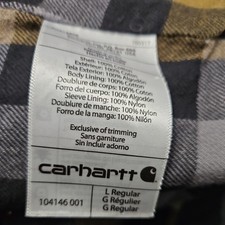 carhartt mens size L ripstop cotton flannel lined jacket 104146001
