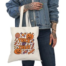 Halloween Trick or Treat Tote Bag, Eco-Friendly Gift, Fall Shopping Bag
