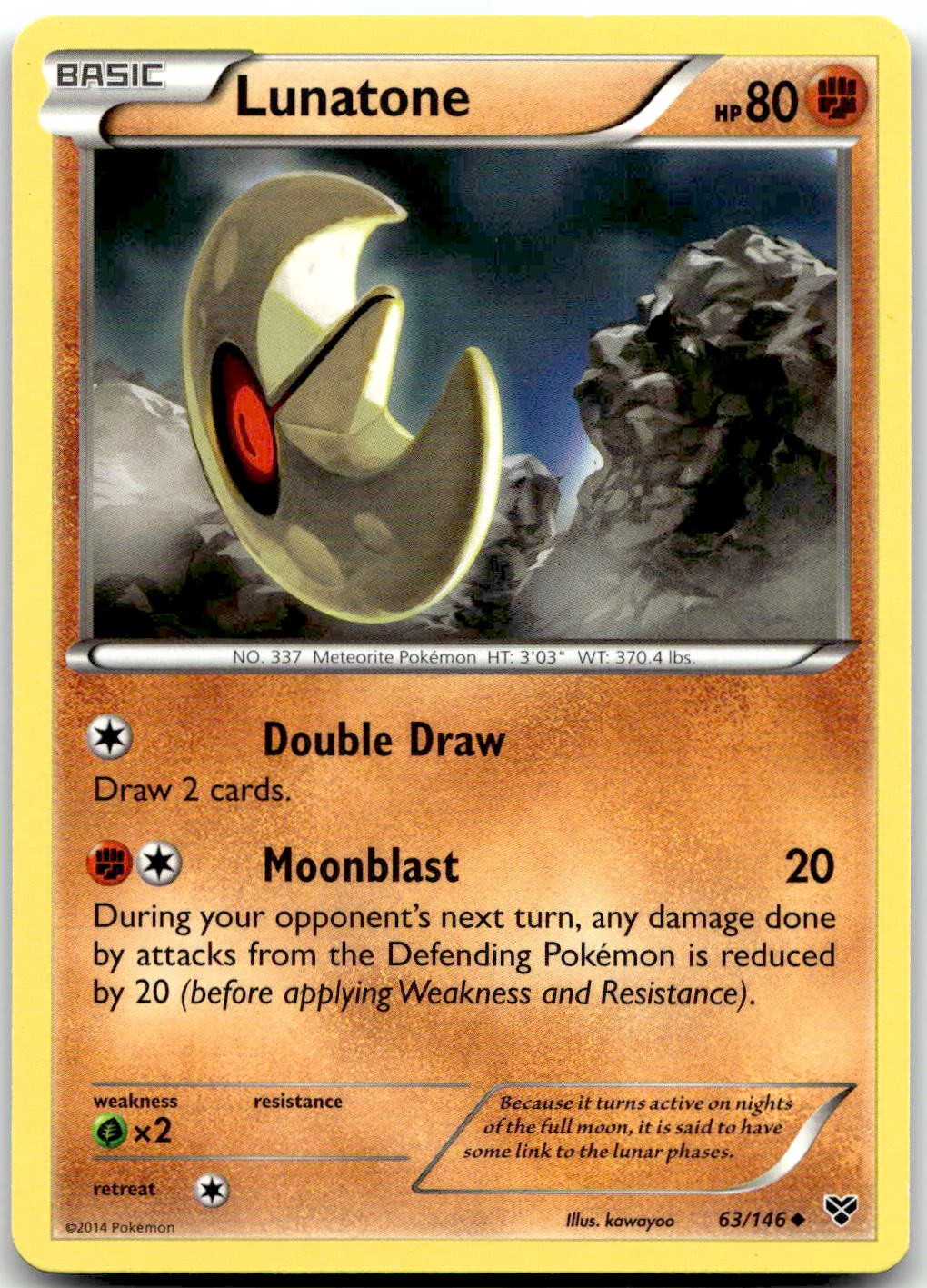 Pokemon Lunatone Base Set XY #63/146 Uncommon NM