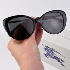 Burberry Women Sunglasses Black Grey Cat Eye BE4407 385387 NEW AUTHENTIC