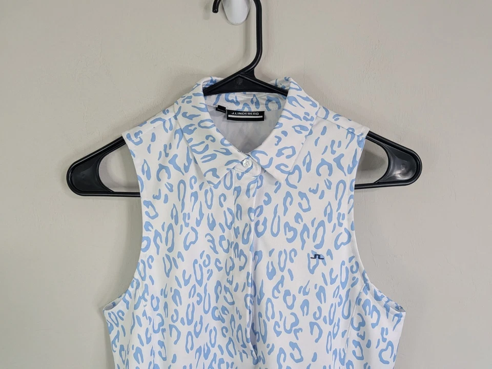 Blusa feminina J. Lindeberg pequena branca sem mangas elástica casual golfe - Imagem 3 de 4