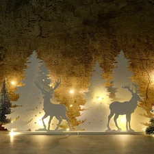 6 Pcs Rustic Christmas Decor Christmas Tree and Elk Christmas Tabletop Decor Woo