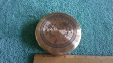 Vintage Chinese Feng Shui Dragon Compass Brass Black Symbols Red Magnetic Used