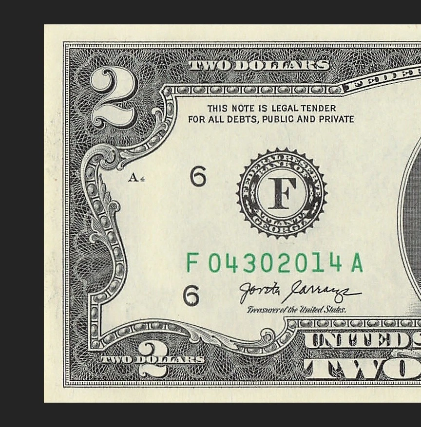 APRIL 30 2014 Birthday Date Note Fancy Serial Number Two Dollar Bill Crisp UNC - Image 4 of 4