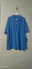Harbor Bay blue, big  tall polo W/ Pocket. Mens 4XLT. 100 cotton Golf Shirt
