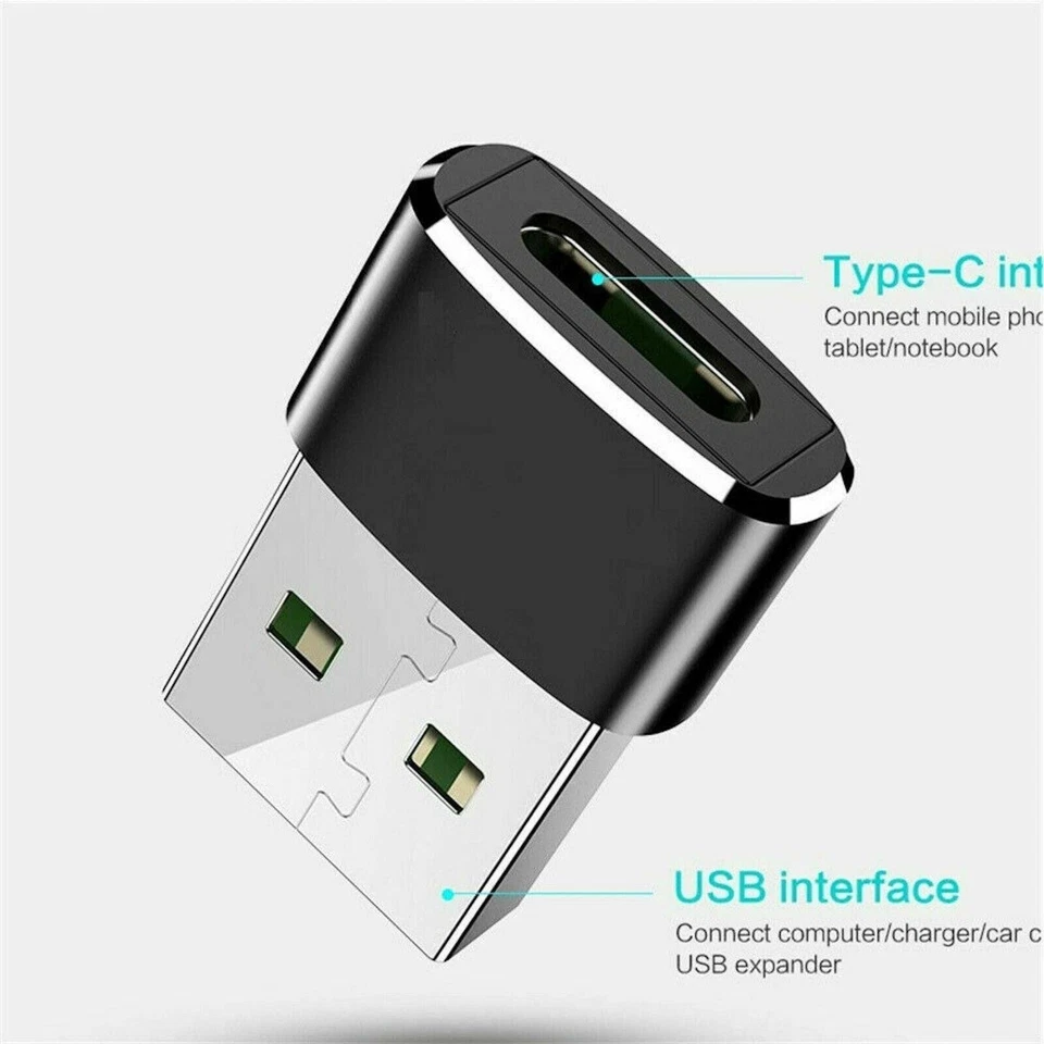 Adattatore Convertitore USB Tipo-C Femmina a USB 3.0 Maschio per iPhone Samsung - Immagine 3 di 4