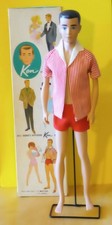 Vintage 1962 Brunette Ken 750 Molded Head, Painted Hair with Box  Black Stand