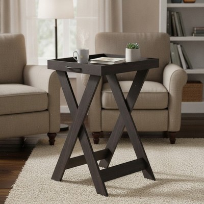 CLASSIC Espresso Beistelltisch Tablett Top End Nachttisch Modern Lampe Nachttisch