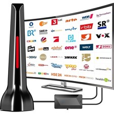DVB-T2 Antenne 36dBi HDTV Zimmerantenne Magnetfuß 3m Kabel 4K UHD