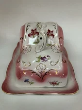 Cheese Tray Dish Keeper  Marked England - Beautiful Floral Antique 