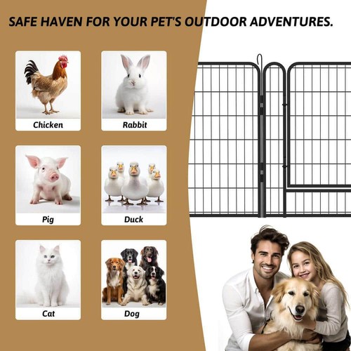 Miscool Dog Fence Kit 40" x 31.5" x 0.6" Outdoor Portable Metal (8-Panel) - 第 4/11 張圖片