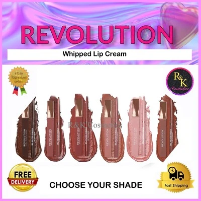 MAKEUP REVOLUTION REVOLUTION WHIPPED LIQUID LIP CREAM 1.8ML - CHOOSE SHADE - Nudes New - Free P&P