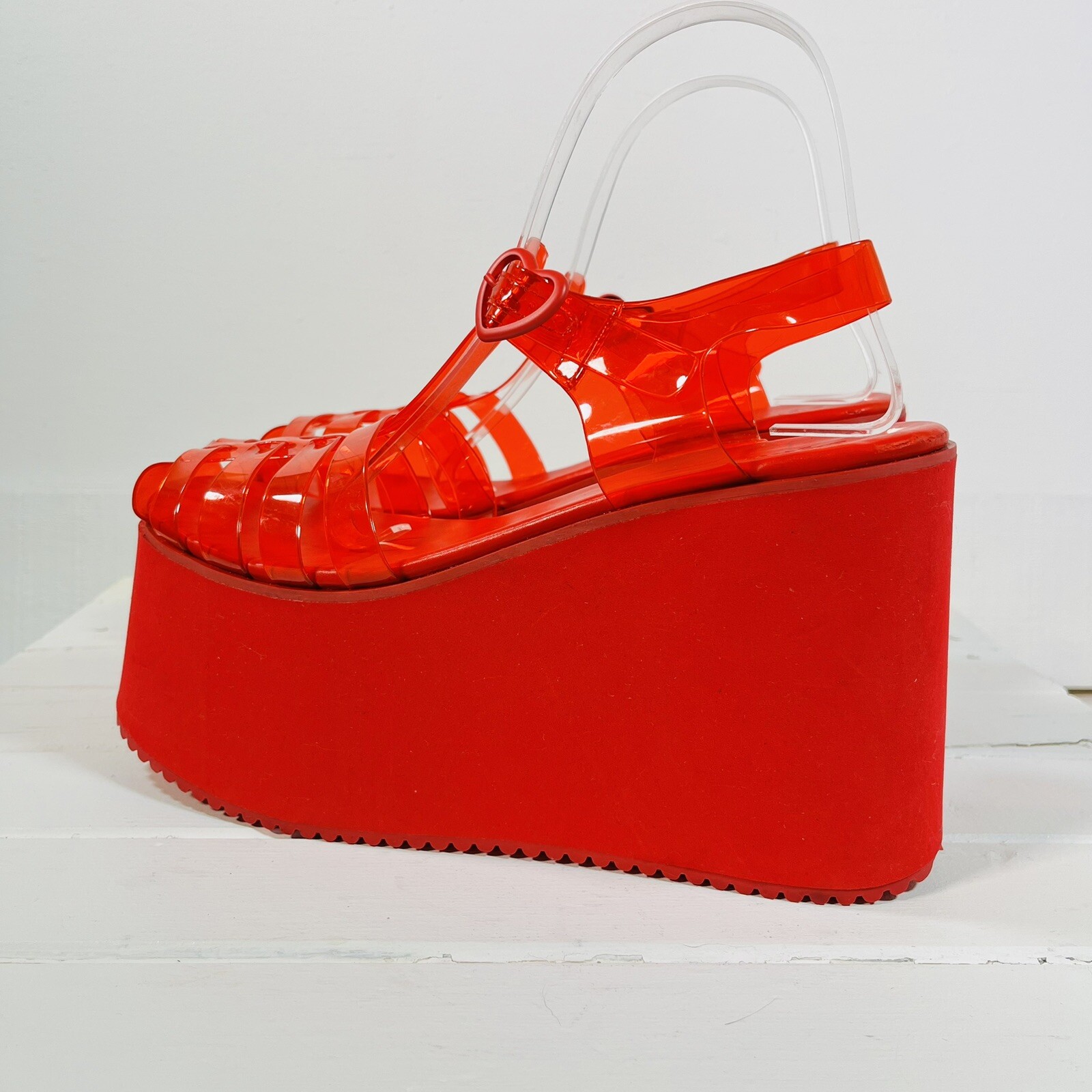 Dolls Kill Sugar Thrillz Jelly Platform High Heel San… Gem