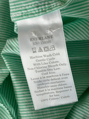 Everlane Size 0 Mint Green Striped Relaxed Fit Button Down Oxford Shirt - New - Picture 7 of 7