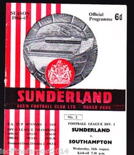 1966/67 SUNDERLAND V SOUTHAMPTON 24-08-1966 Division 1