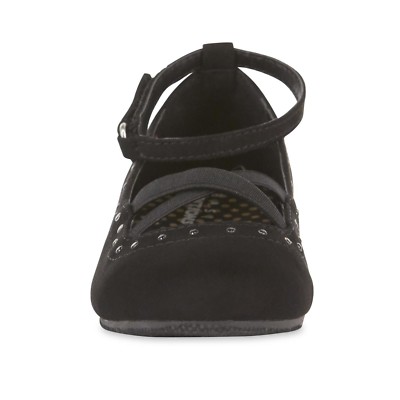 Basic Editions Girls' Ankle Strap Black Ballet Flat Ankle Strap Shoes 4M 11957