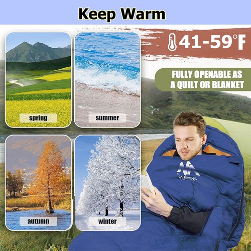 Saco de Dormir Portátil Calentador para Clima Frío 4 Temporadas Exterior Camping Senderismo Viaje - Imagen 3 de 13