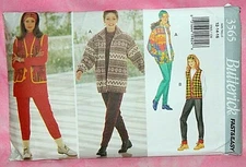 Uncut Butterick Sz 12-16 Winter Jacket Vest Top Pants Hat Headband Pattern 3565