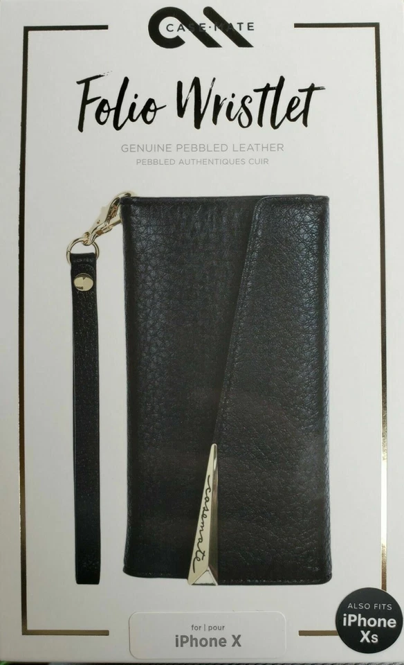 Funda tipo billetera de cuero tipo muñeca tipo folio Case-Mate para iPhone X iPhone Xs negra Foto 2 de 3