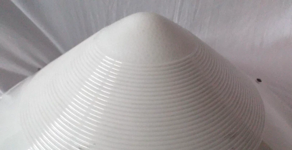 Vintage Antique Embossed Milk Glass Conical Ceiling Lamp Shade  23" x 23" Huge - Image 4 of 4