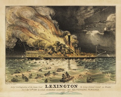 Poster: Steam Boat Lexington Fire In Long Island Sound, 1840