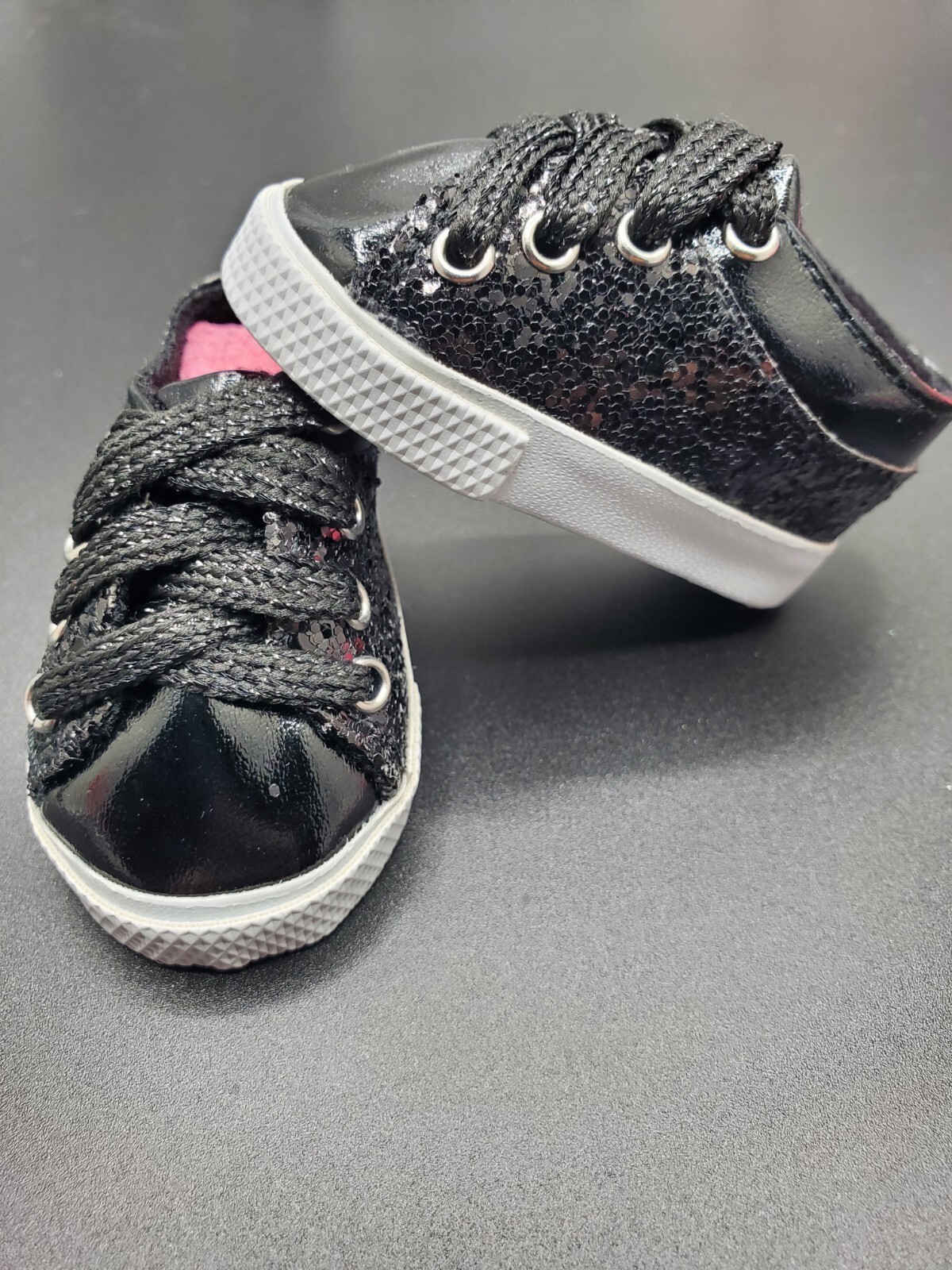 Footwear, Sneakers, No Tie, Black Glitter Sneakers, for Amer