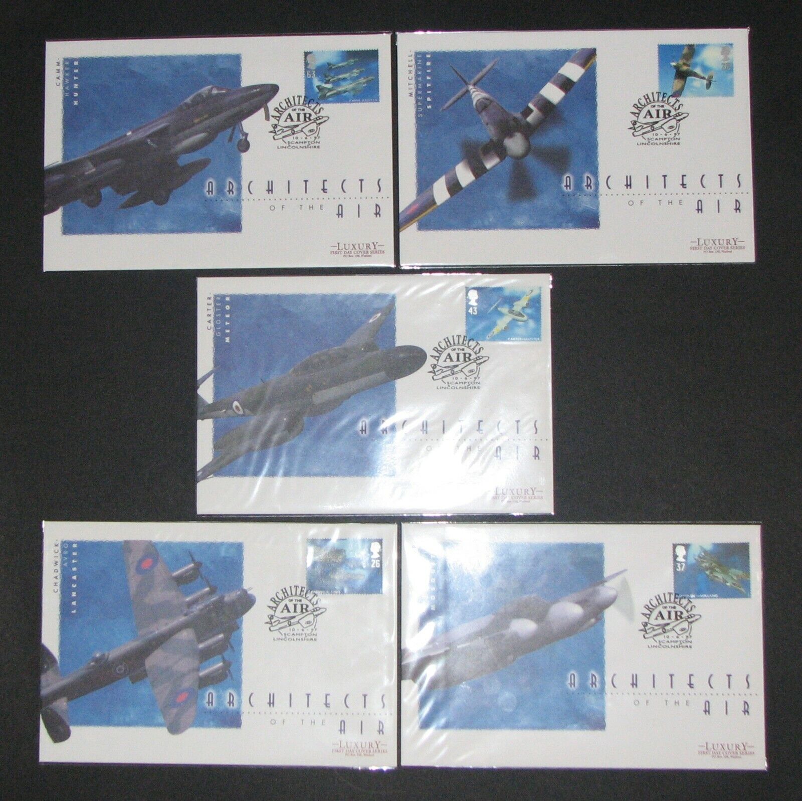 GB 1997 LUXURY WESTMINSTER FDCs X 5 10th June  Air Architects Sc