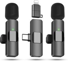 2 Wireless Lavalier Microphones for iPhone, Android, Podcast, Vlog, Interview