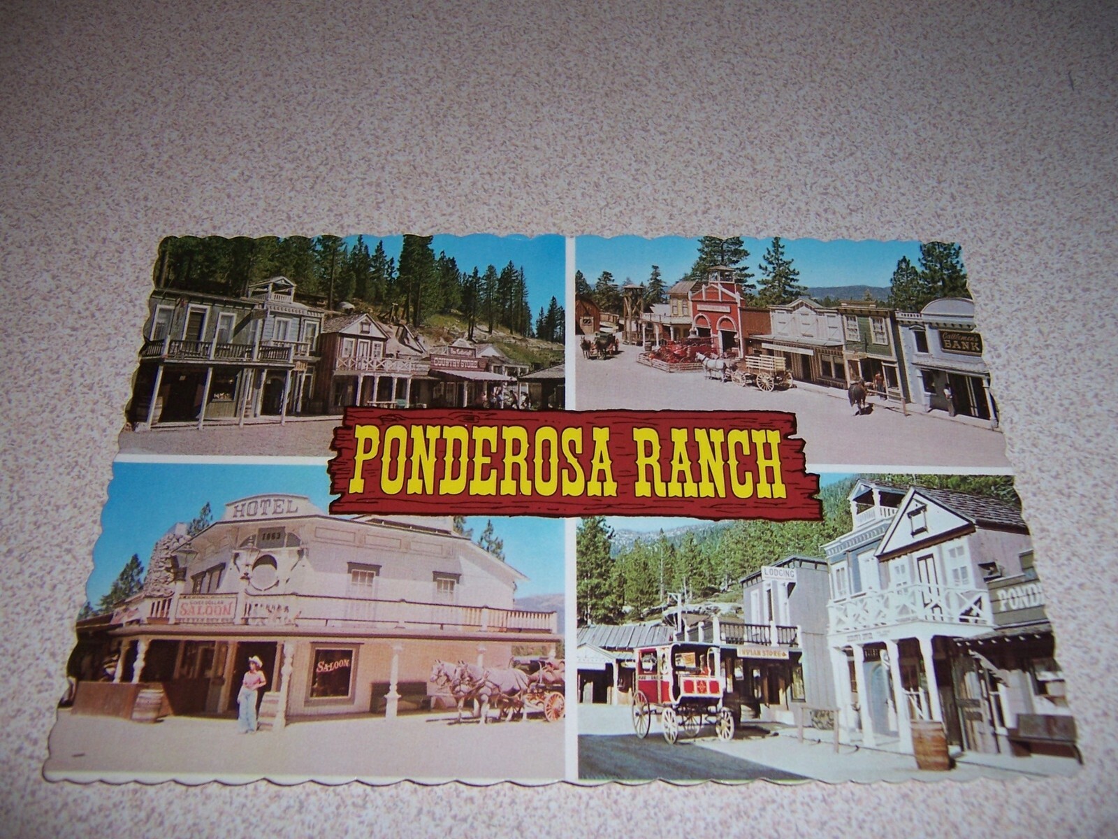 1960s DOWNTOWN VIEWS PONDEROSA RANCH INCLINE VILLAGE NV. VTG POSTCARD